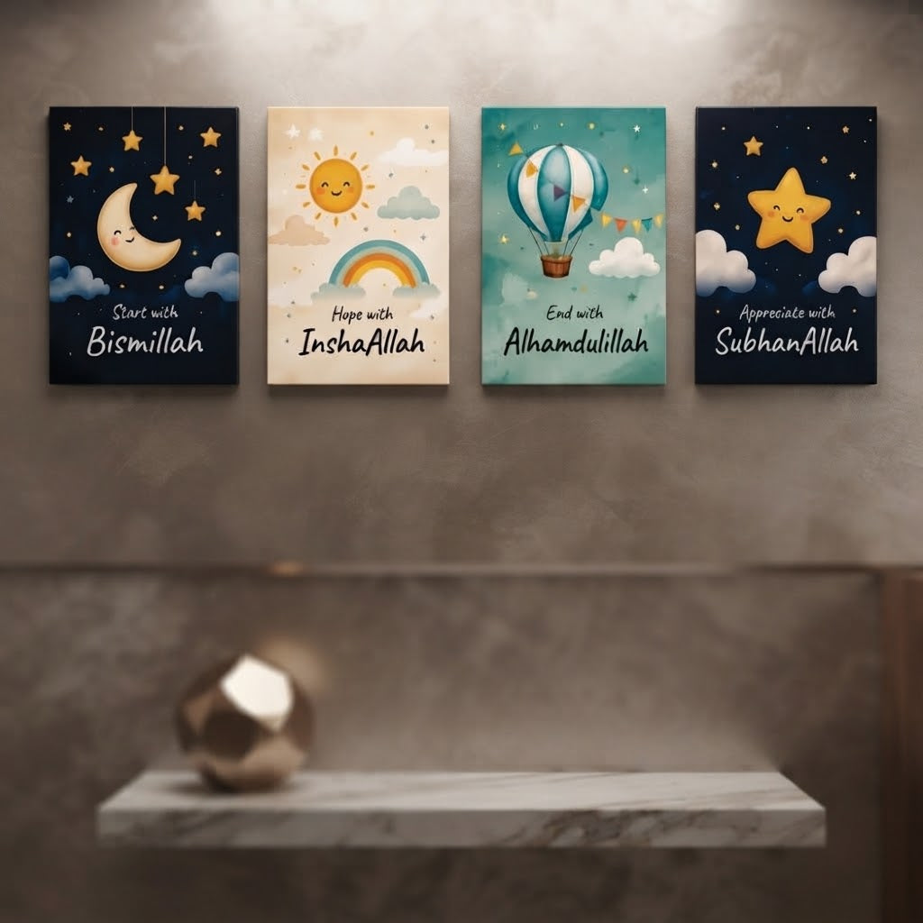 4 -Piece Islamic Wall Art Frames- kids (8x11)